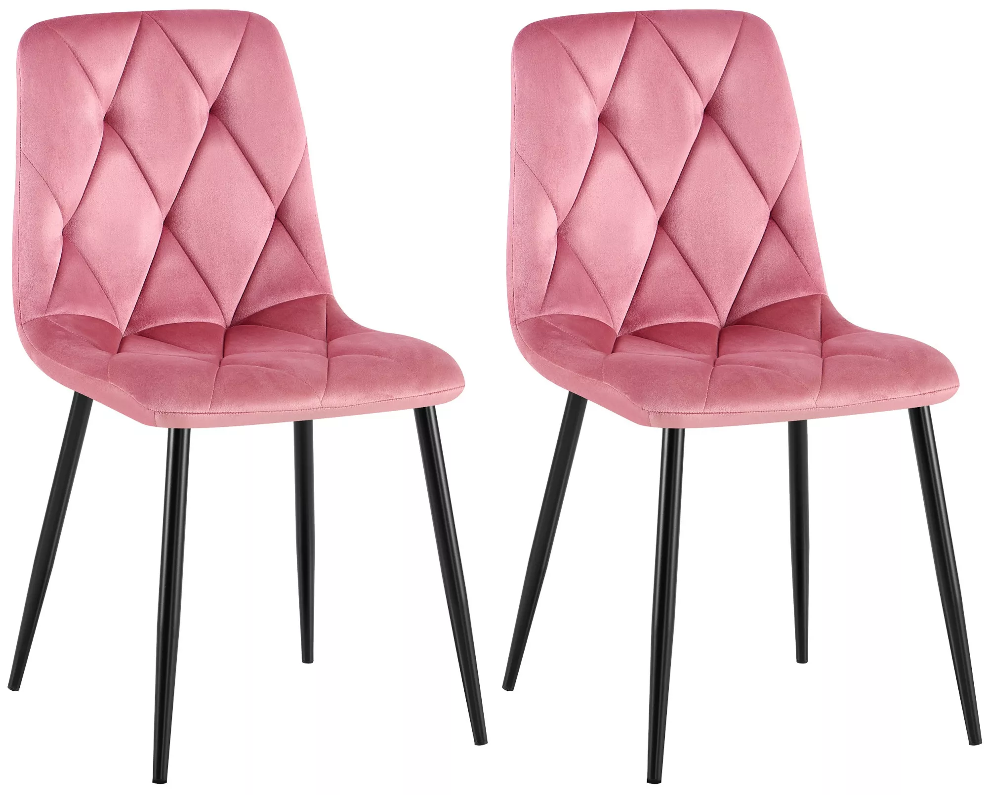 Clairton matstol i sammet (2-pack), rosa med mattsvarta metallben
