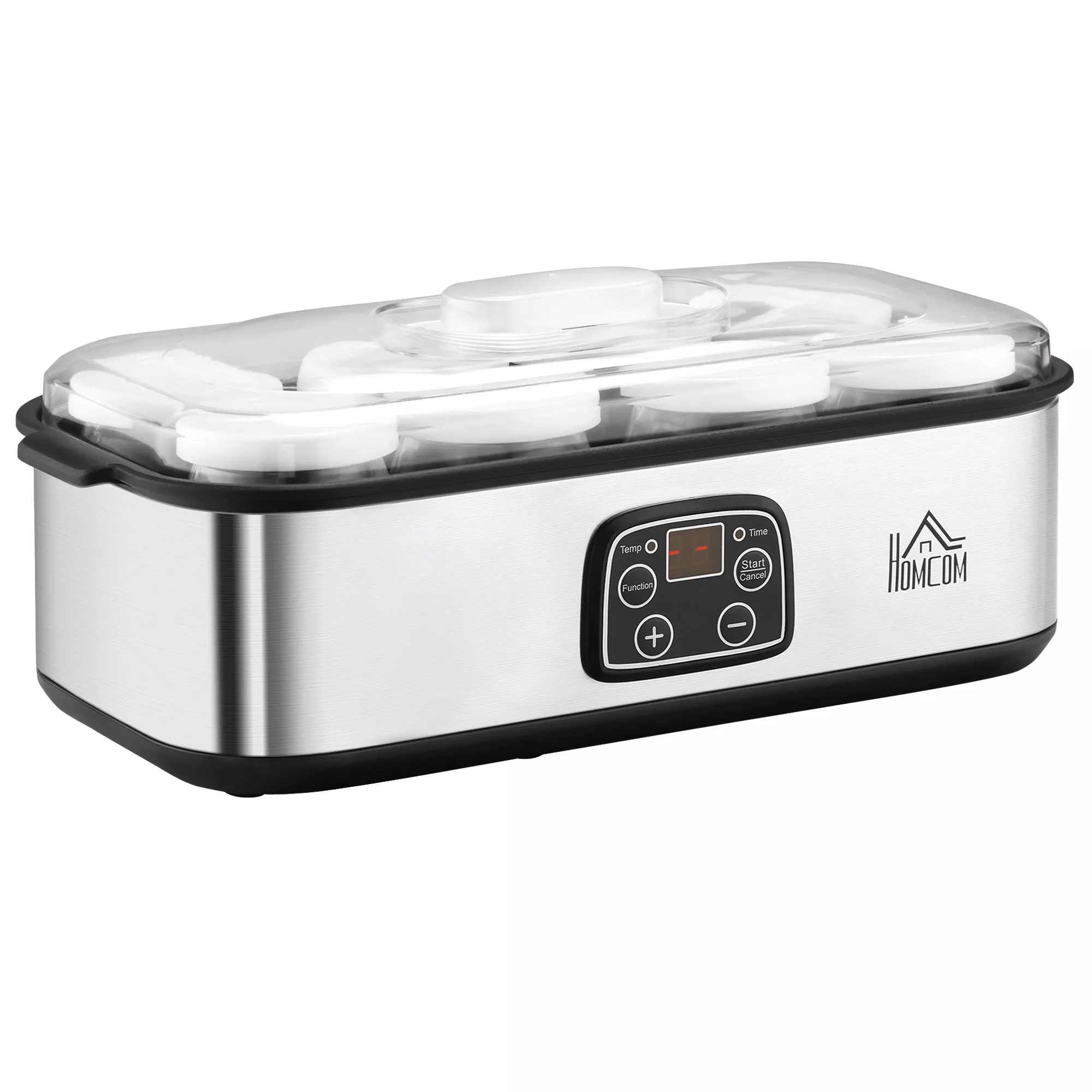 Yoghurtmaskin, 25W, LCD-display, 8 glas med lock, 180ml, justerbar temperatur, PC & PP-plast
