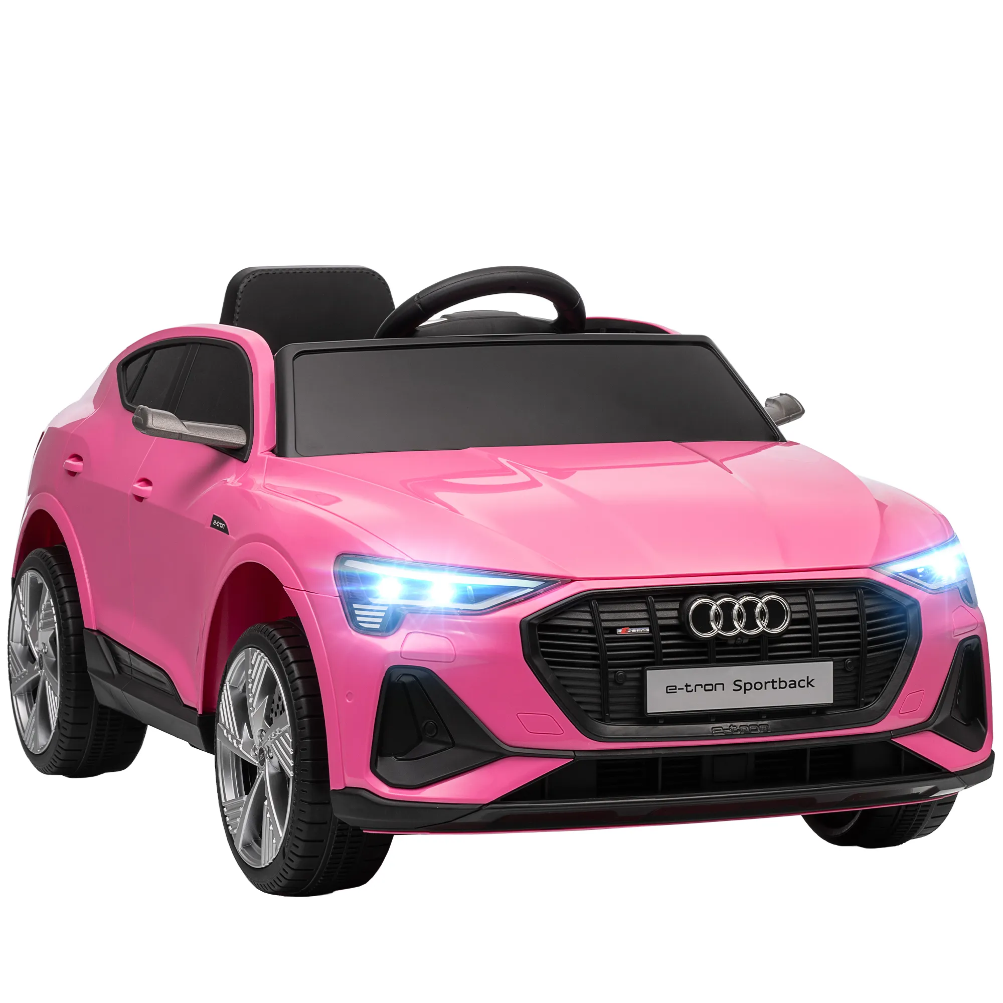 HOMCOM Elbil för barn 12V Rosa - Audi E-tron look med fjärrkontroll, säkerhetsbälte, musik & LED-lampor