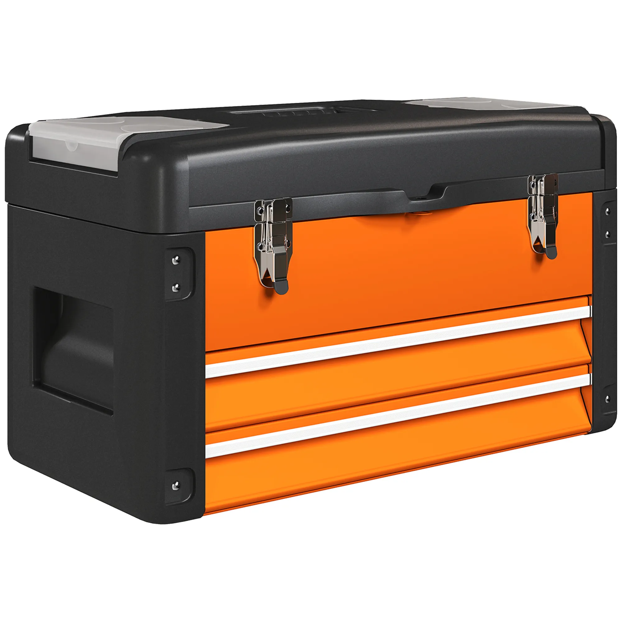 Verktygslåda Orange Stål Plast 49.7x25.3x28.9 cm med Lådor och Fack
