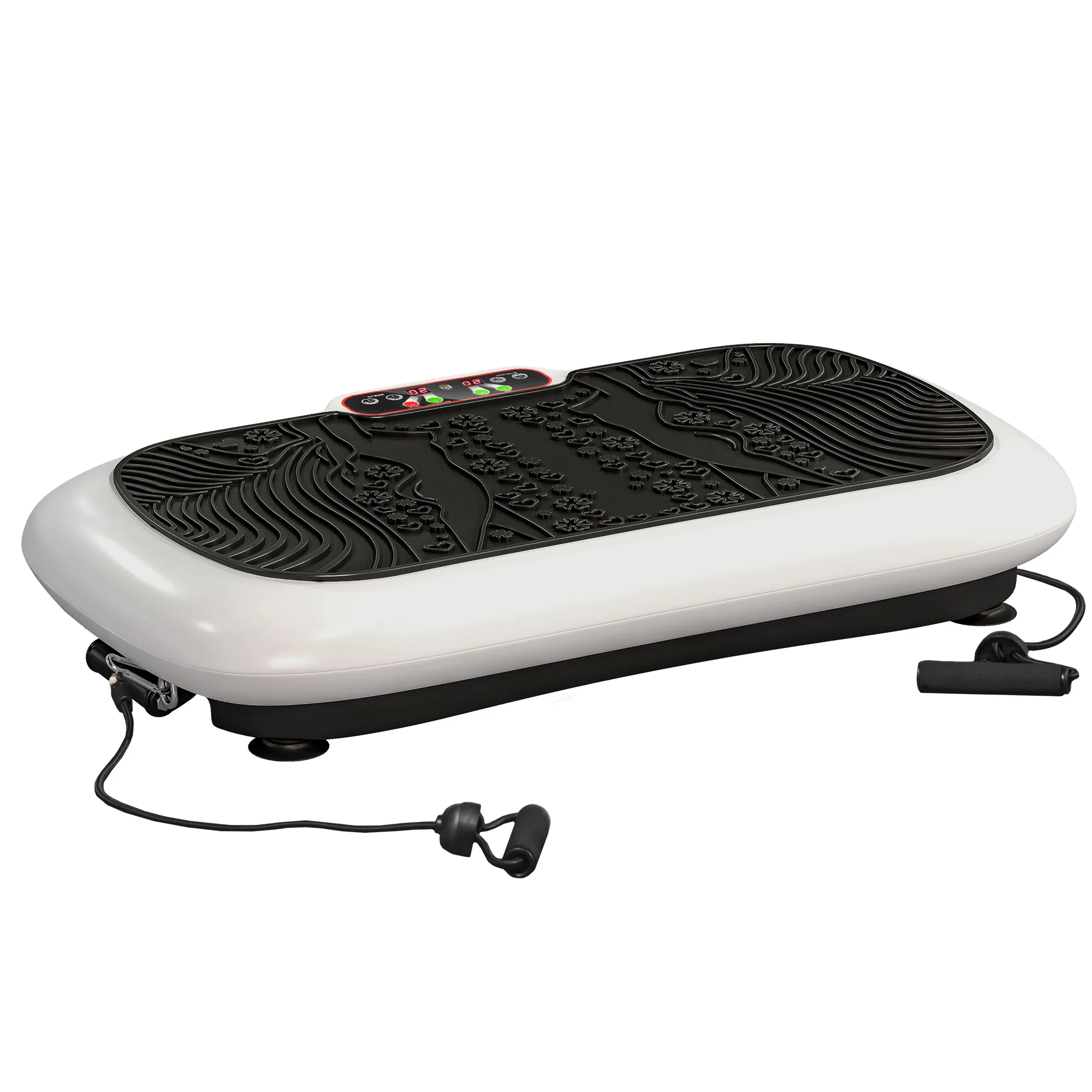 Vibrationsplatta med 2 Träningsband & 99 Nivåer - Helkroppsträning 200W (Vit/Svart)